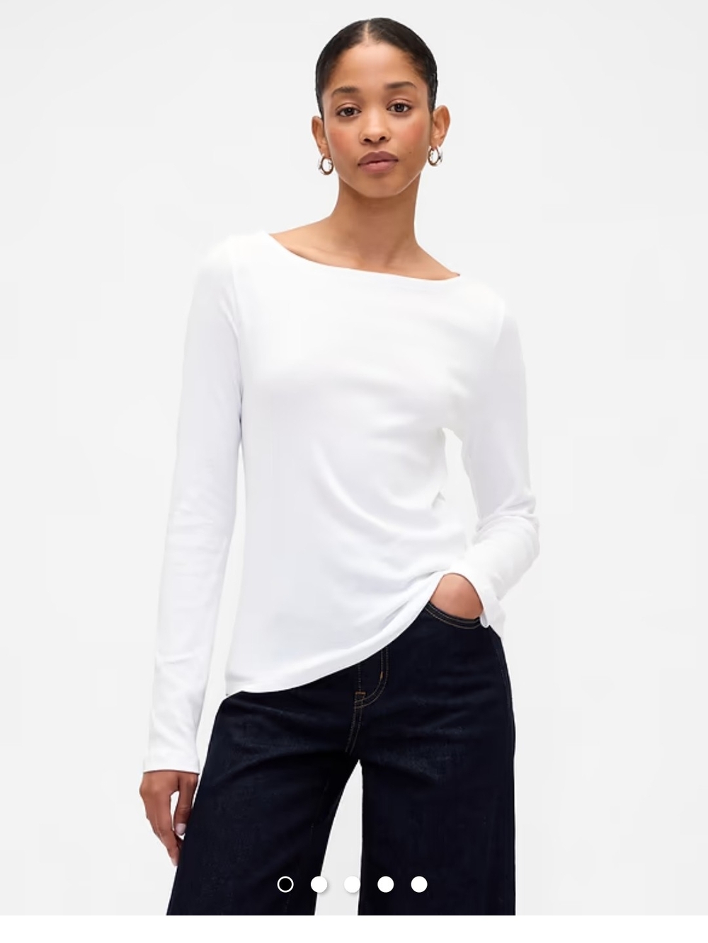 GAP Boatneck Long-Sleeve Women’s Top in White